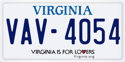 VA license plate VAV4054