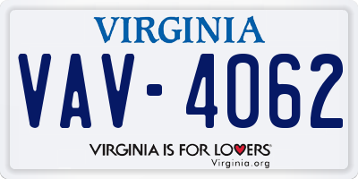 VA license plate VAV4062