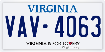 VA license plate VAV4063