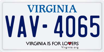 VA license plate VAV4065