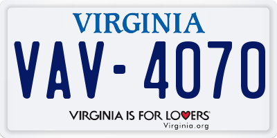 VA license plate VAV4070