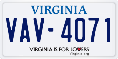 VA license plate VAV4071