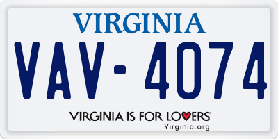 VA license plate VAV4074
