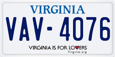 VA license plate VAV4076