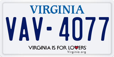 VA license plate VAV4077