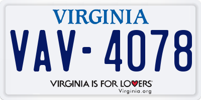 VA license plate VAV4078