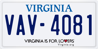 VA license plate VAV4081