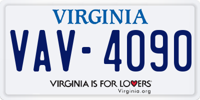 VA license plate VAV4090