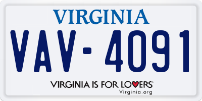 VA license plate VAV4091
