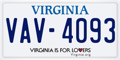 VA license plate VAV4093
