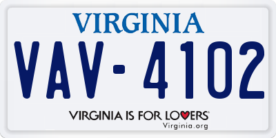 VA license plate VAV4102