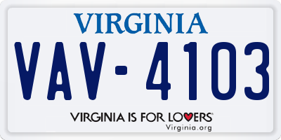 VA license plate VAV4103