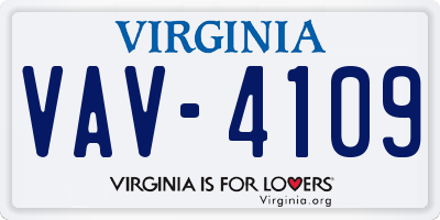 VA license plate VAV4109