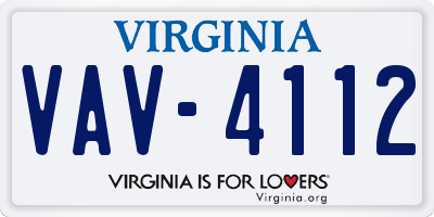VA license plate VAV4112