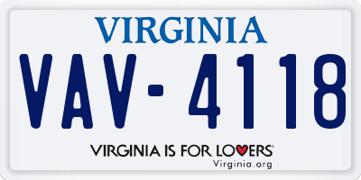 VA license plate VAV4118