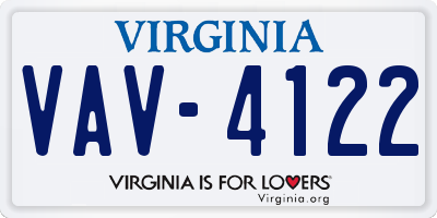 VA license plate VAV4122