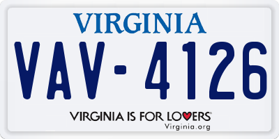 VA license plate VAV4126