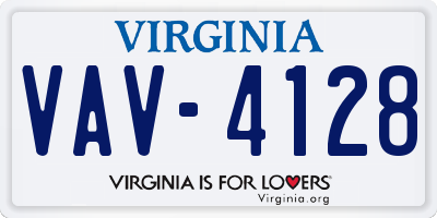 VA license plate VAV4128