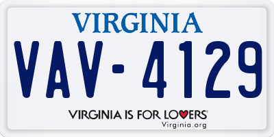 VA license plate VAV4129