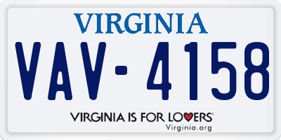 VA license plate VAV4158