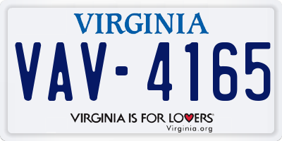 VA license plate VAV4165