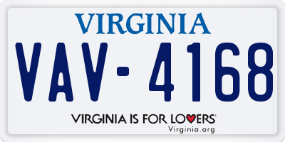 VA license plate VAV4168