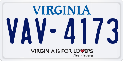 VA license plate VAV4173
