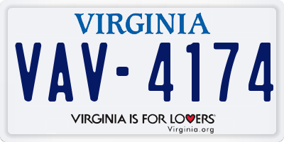 VA license plate VAV4174
