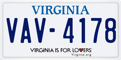 VA license plate VAV4178
