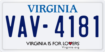 VA license plate VAV4181