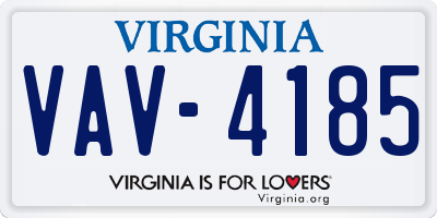 VA license plate VAV4185