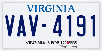 VA license plate VAV4191