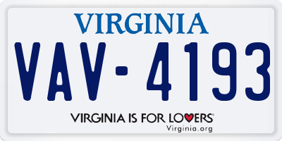 VA license plate VAV4193