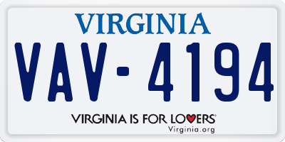 VA license plate VAV4194