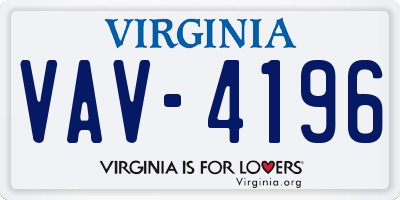 VA license plate VAV4196