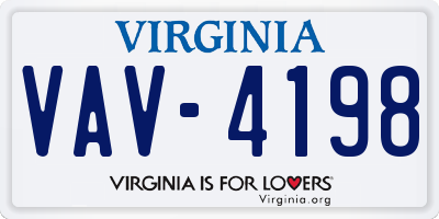VA license plate VAV4198