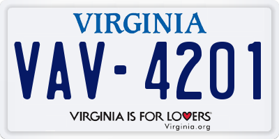 VA license plate VAV4201