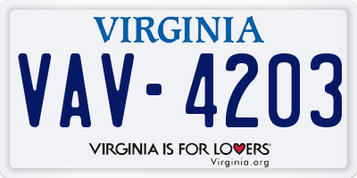 VA license plate VAV4203