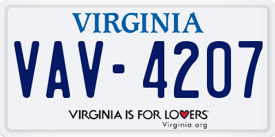 VA license plate VAV4207