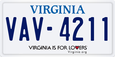 VA license plate VAV4211