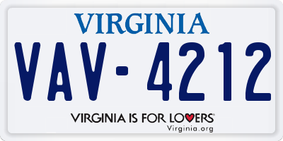 VA license plate VAV4212
