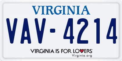 VA license plate VAV4214