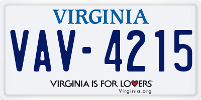 VA license plate VAV4215