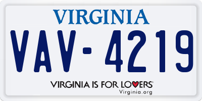 VA license plate VAV4219