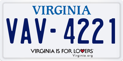 VA license plate VAV4221