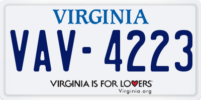 VA license plate VAV4223