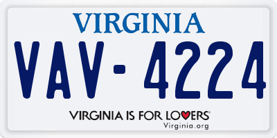 VA license plate VAV4224