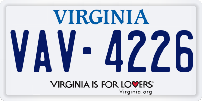 VA license plate VAV4226
