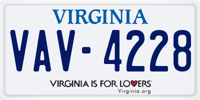 VA license plate VAV4228