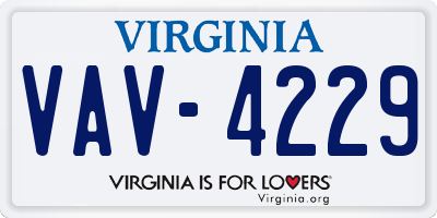 VA license plate VAV4229